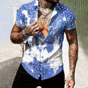 MEN'S  BUTTON SHIRT-GCY-DRG0000250458