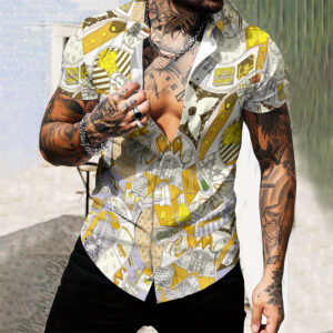 MEN'S  BUTTON SHIRT-GCY-DRG0000250456