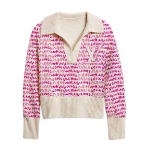 Premium Women's Big V Lapel Long Sleeve Sweater