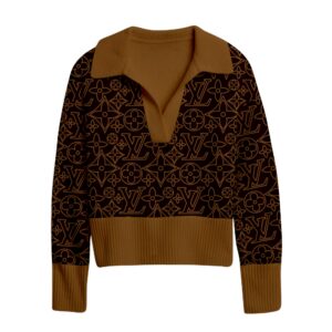 Premium Women's Big V Lapel Long Sleeve Sweater